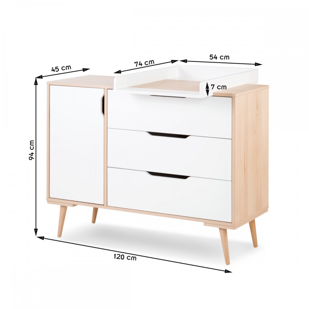 Armoire blanche et hêtre avec rangement Sofie pour chambre enfant