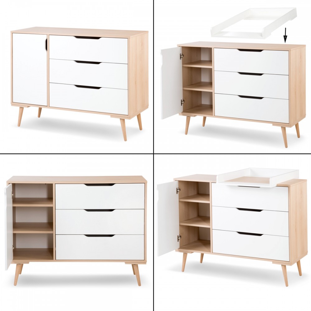 Commode Bébé Mel avec Tiroirs de Rangement, Large Espace de Stockage