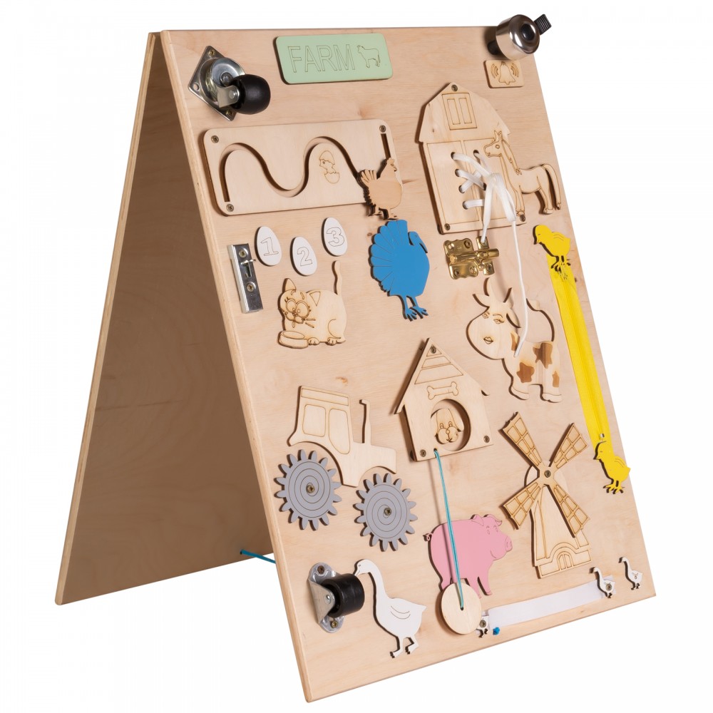 Le Coin des bonnes affaires, Jouet tableau sensoriel en bois de style  Montessori pour 2 à 4 ans.