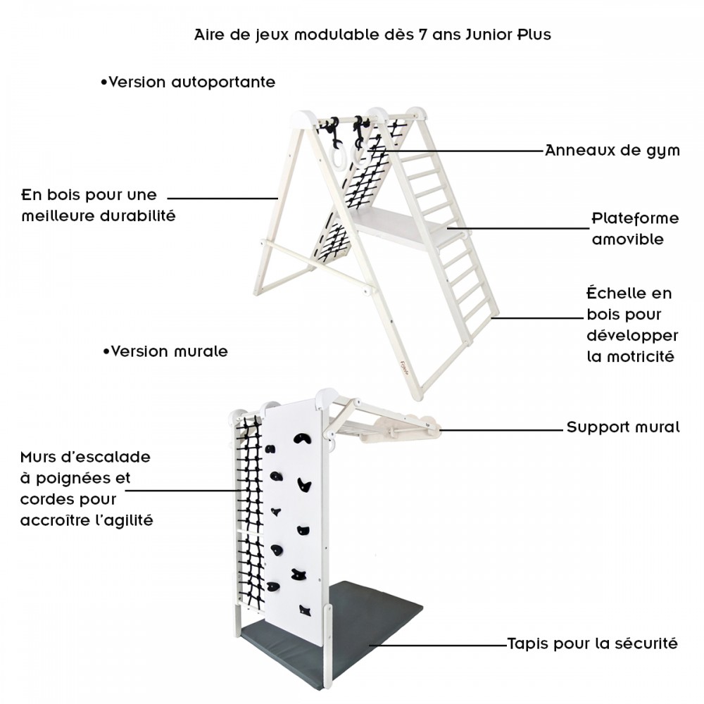 Aire de jeux en bois modulable pour enfants dès 6 mois pour intérieur