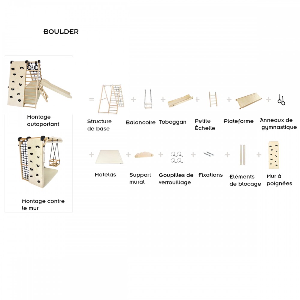 Aire de jeux en bois modulable pour enfants dès 6 mois pour intérieur