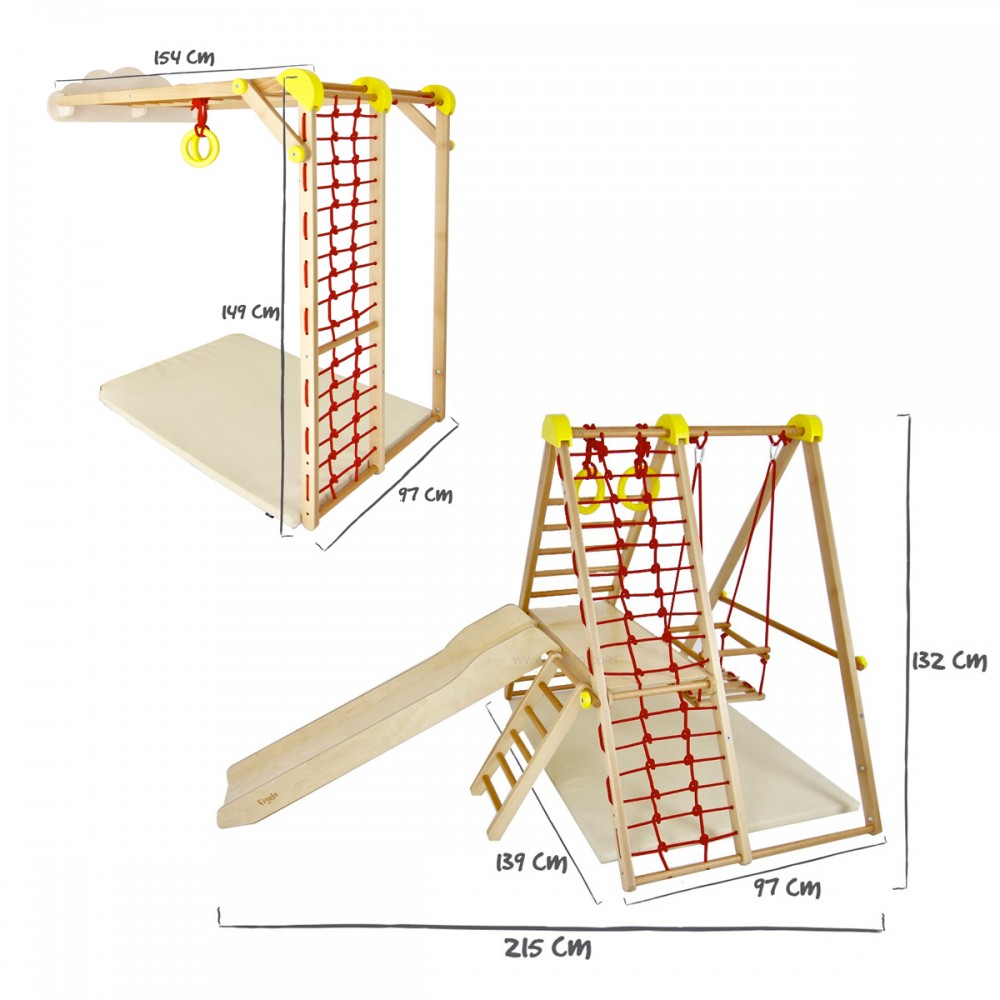 Aire de jeux et sport d'intérieur en bois pour les enfants dès 6 mois