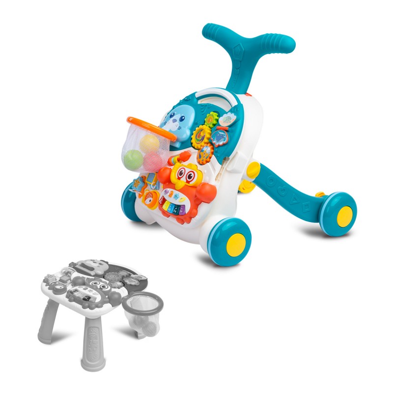 Chariot de marche enfant avec tablette d'activités, modulable en table