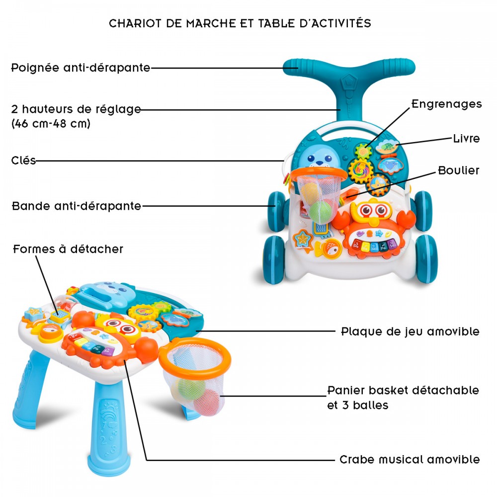 Chariot de marche en bois 'Mon premier trotteur musical' - Jouets