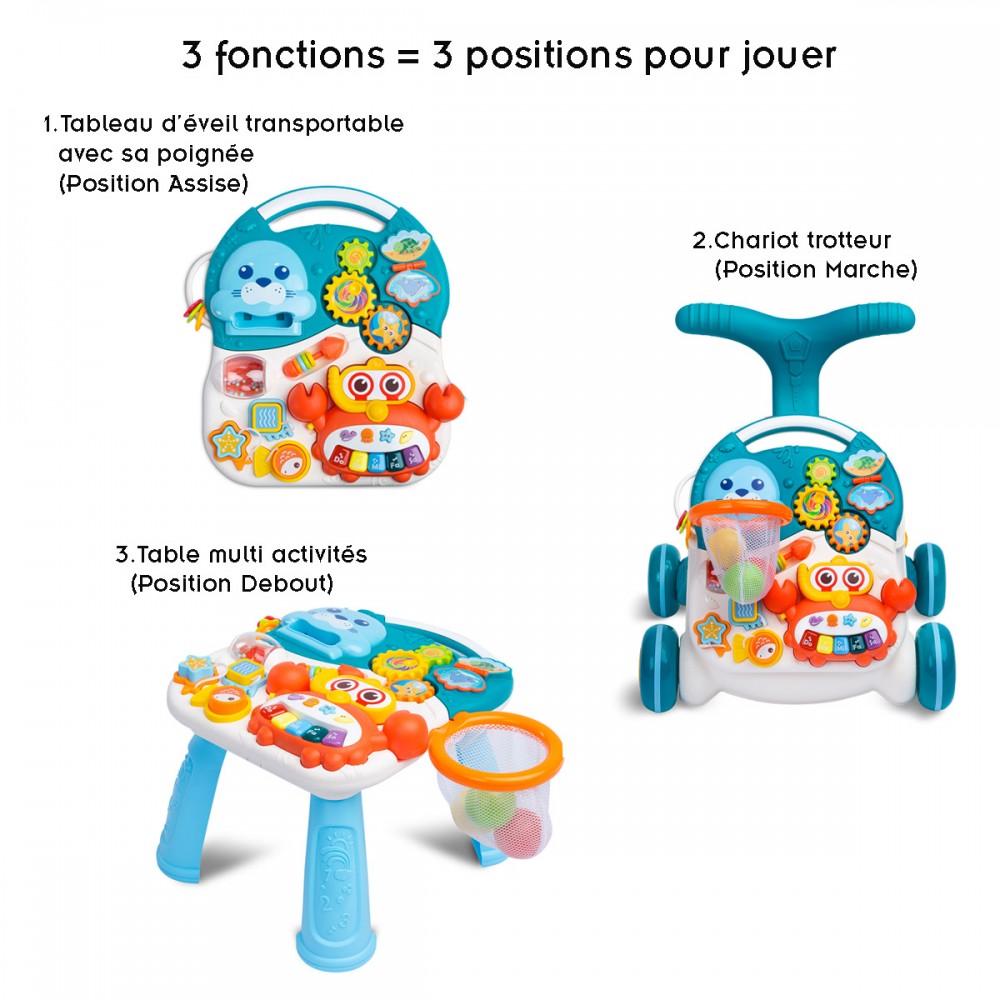 Trotteur bébé & Table d'activité bébé - Aide à la marche bébé