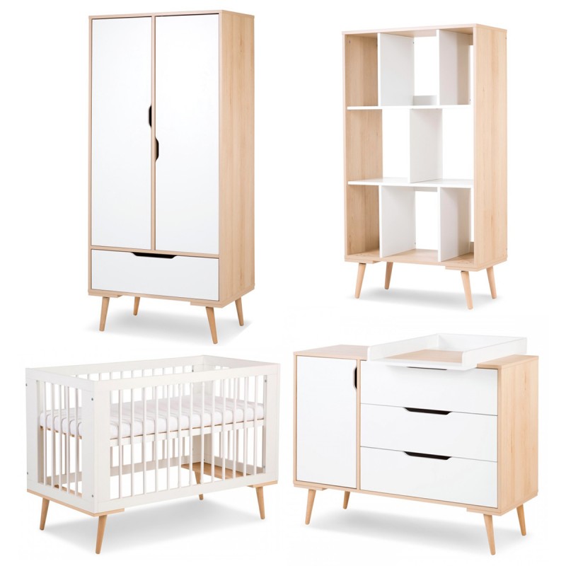 Chambre bébé complète Archipel scandinave Blanc & Chêne