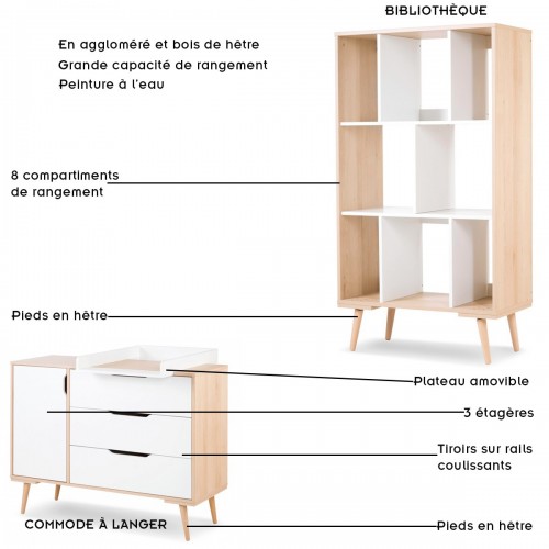 Collection composée d'un lit, d'une commode à langer, d'un e bibliothèque et d'une armoire 2