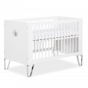 BLANKA Lit bébé 120x60 évolutif, pieds métal et motif couronne miroir