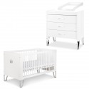 BLANKA Chambre bébé lit convertible et commode avec plan à langer