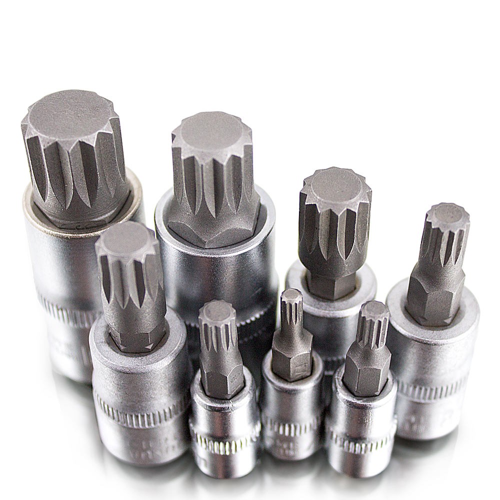 Ensemble douilles torx, spline acier chrome vanadium mâle/femelle