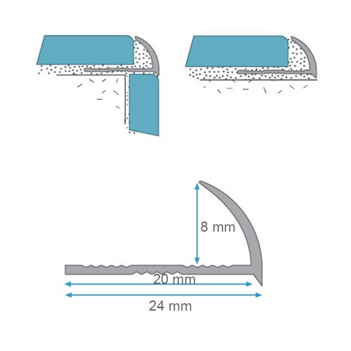 Profilé finition carrelage aluminium argent 2