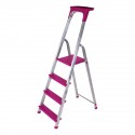 QUALOR Escabeau aluminium 4 marches magenta