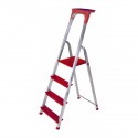 QUALOR Escabeau aluminium 4 marches rouge