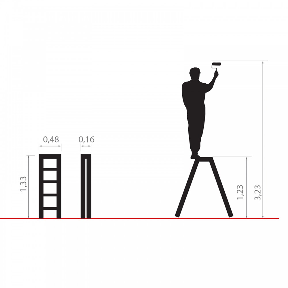 Escabeau en aluminium, avec 2 x 5 marches