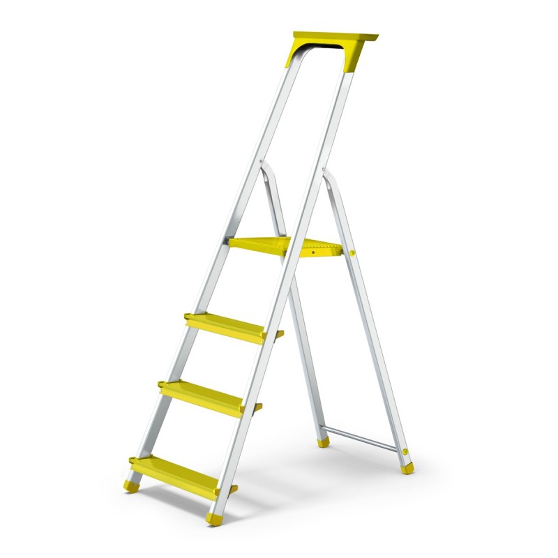 	QUALOR Escabeau aluminium 4 marches jaune