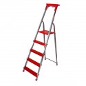 QUALOR Escabeau aluminium 5 marches rouge