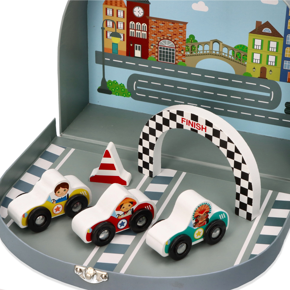 Circuit voiture montessori en bois-Petit voiture et train pour