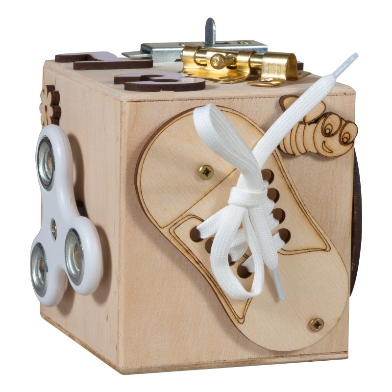 TIMEO Cube d'activités en bois Montessori - Busy cube de motricité