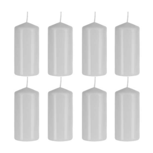 Lot de 8 bougies pilier longue durée 20h pour décoration fête coupure d'électricité Ø 5 cm x H 10 cm