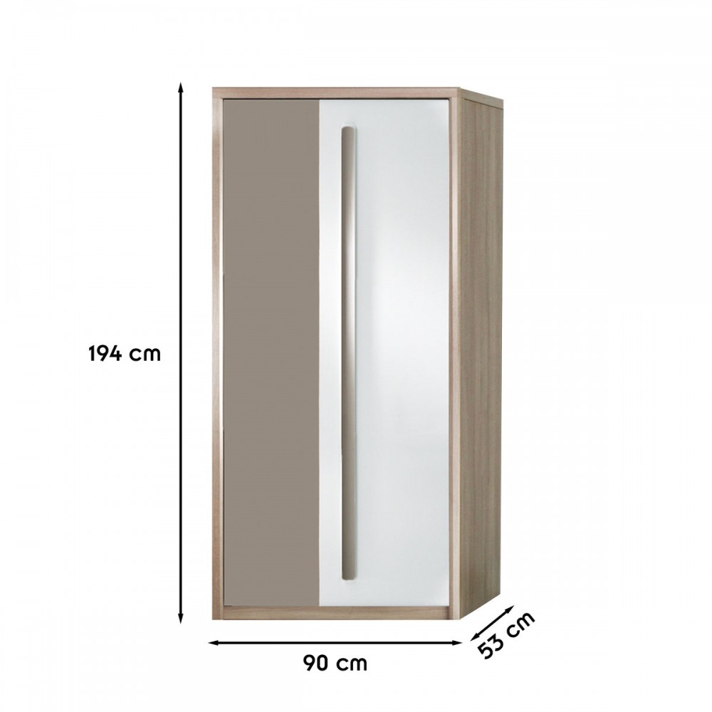 Armoire dressing penderie avec deux portes battantes 90x194 cm