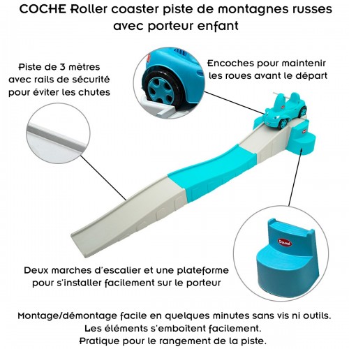 COCHE Roller coaster piste porteur enfant montagnes russes Bleu