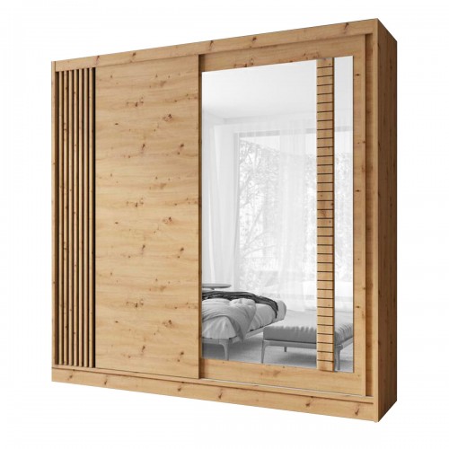 ARTIZ Armoire garde-robe 2 portes coulissantes avec miroir 200x215 cm