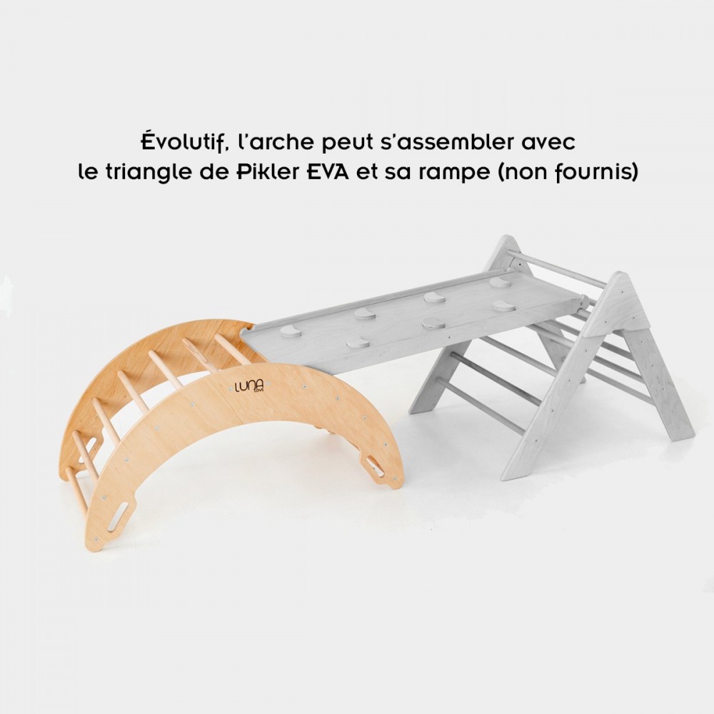 Arche D'Escalade Montessori - Balançoire Et Bascule En Bois - Jeu D'Équilibre Enfant - 74x39x36,5 Cm