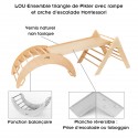 LOU Ensemble d'escalade Montessori : Triangle de Pikler avec rampe et arche d'apprentissage