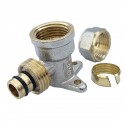 Raccord mural coudé 90° pour tube PER Ø16x1/2" à compression femelle Raccord mural coudé 90° pour tube PER Ø16x1/2" à compression femelle