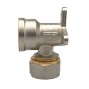 Raccord mural coudé 90° pour tube PER Ø16x1/2" à compression femelle Raccord mural coudé 90° pour tube PER Ø16x1/2" à compression femelle