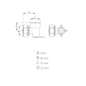 Raccord mural coudé 90° pour tube PER Ø16x1/2" à compression femelle Raccord mural coudé 90° pour tube PER Ø16x1/2" à compression femelle