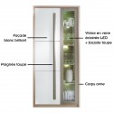 ROMA -  Armoire vitrine lumière LED 3 portes battantes - 90x194 cm