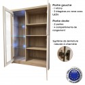 ROMA -  Armoire vitrine lumière LED 2 portes battantes - 90x130 cm