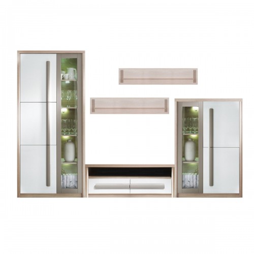 Meubles de rangement armoire CD DVD Roma avec portes en verre (hêtre)