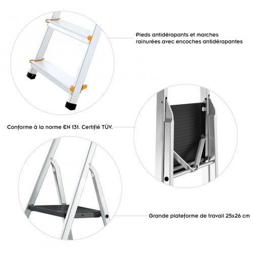 MOWA Escabeau professionnel en aluminium avec défauts