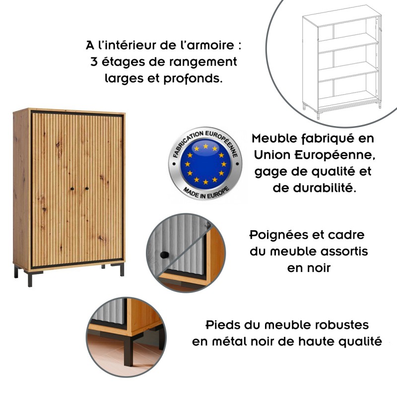 PARII Armoire à Portes bois etagères design tendance
