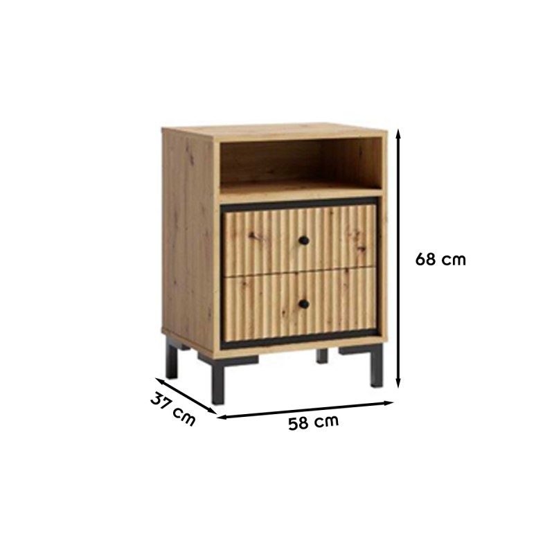 PARII chevet table de nuit 2 tiroirs bois design tendance
