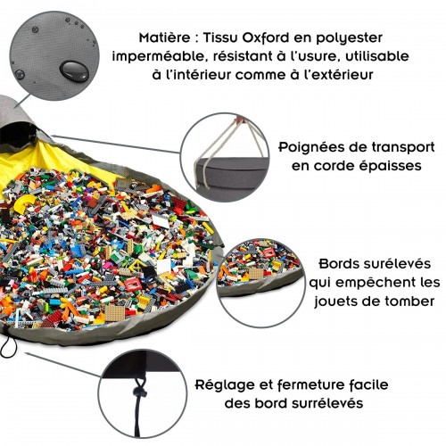 BOLSA Panier de rangement sac pour jouets avec tapis de jeux 2 en 1 2