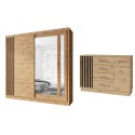 ARTIZ Ensemble Armoire portes coulissantes et Commode 2 portes 4 tiroirs