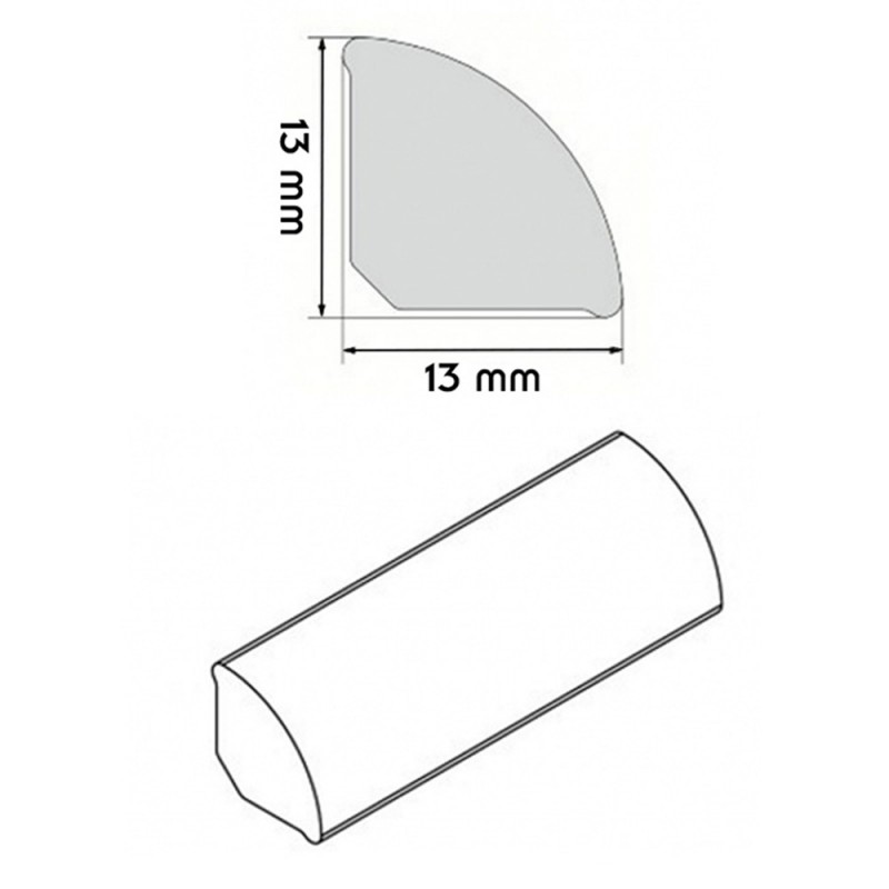 Qart de rond pvc blanc 13mm longueur 2,5m lot de 1