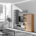 CANDY Armoire vitrée 5 étages courbée à relief en bois moderne design épuré CANDY Armoire vitrée 5 étages courbée à relief en bois moderne design épuré