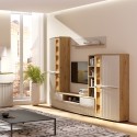 CANDY Armoire vitrée 5 étages courbée à relief en bois moderne design épuré CANDY Armoire vitrée 5 étages courbée à relief en bois moderne design épuré