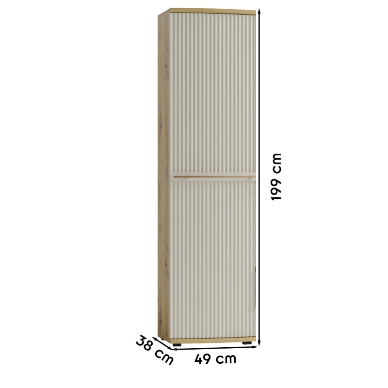 CANDY Armoire 1 porte 7 étages 49x199 cm courbée à relief en bois design épuré