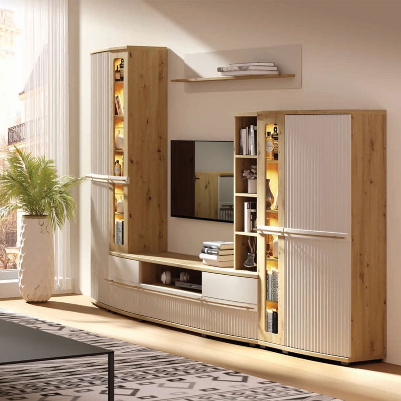 CANDY Petite bibliothèque 4 cases 25x103 cm en bois design moderne épuré