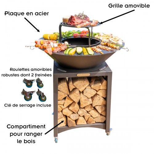 FIESTA Brasero haut de qualité barbecue plancha en acier épais peint Noir 2