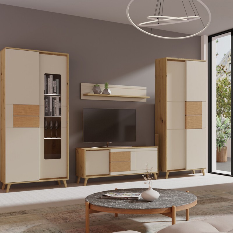 BRUNO Armoire penderie 2 portes 87x193 cm en bois clair design intemporel