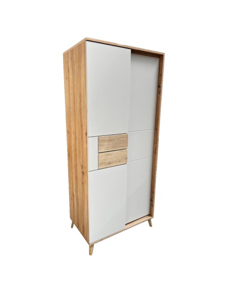 BRUNO Armoire penderie 2 portes 87x193 cm en bois clair design intemporel BRUNO Armoire penderie 2 portes 87x193 cm en bois clair design intemporel