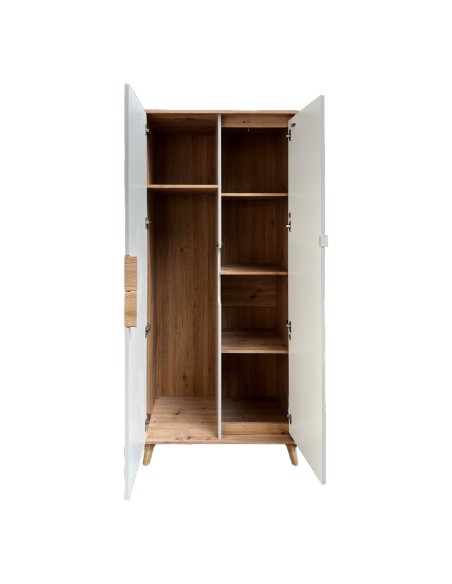 BRUNO Armoire penderie 2 portes 87x193 cm en bois clair design intemporel BRUNO Armoire penderie 2 portes 87x193 cm en bois clair design intemporel