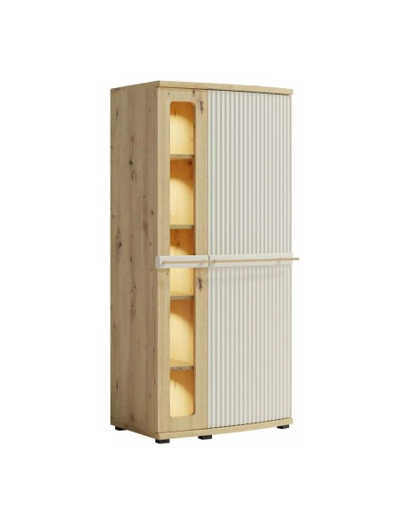 CANDY Armoire vitrée 5 étages courbée à relief en bois moderne design épuré CANDY Armoire vitrée 5 étages courbée à relief en bois moderne design épuré