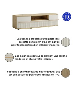 CANDY Meuble bas TV moderne à relief bois design tendance contemporain courbé design épuré 2